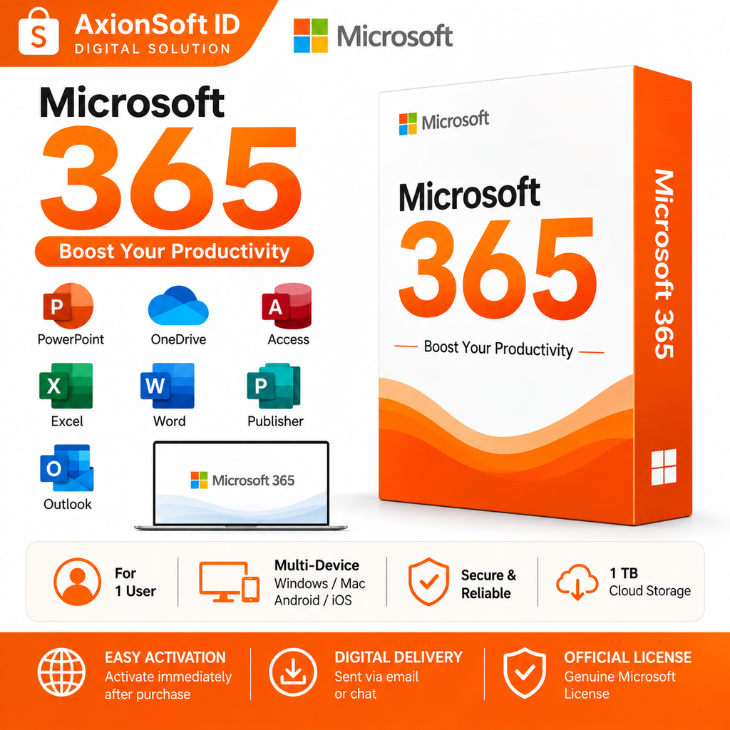 Genuine Microsoft Office 365 License for Mac | Windows | Android | iOS | Tablet - 1 Year