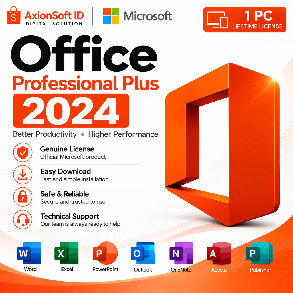 Microsoft Office 2024 Pro Plus Permanent Original Key Only for Windows 10 & 11 Automatic Update Macro Support