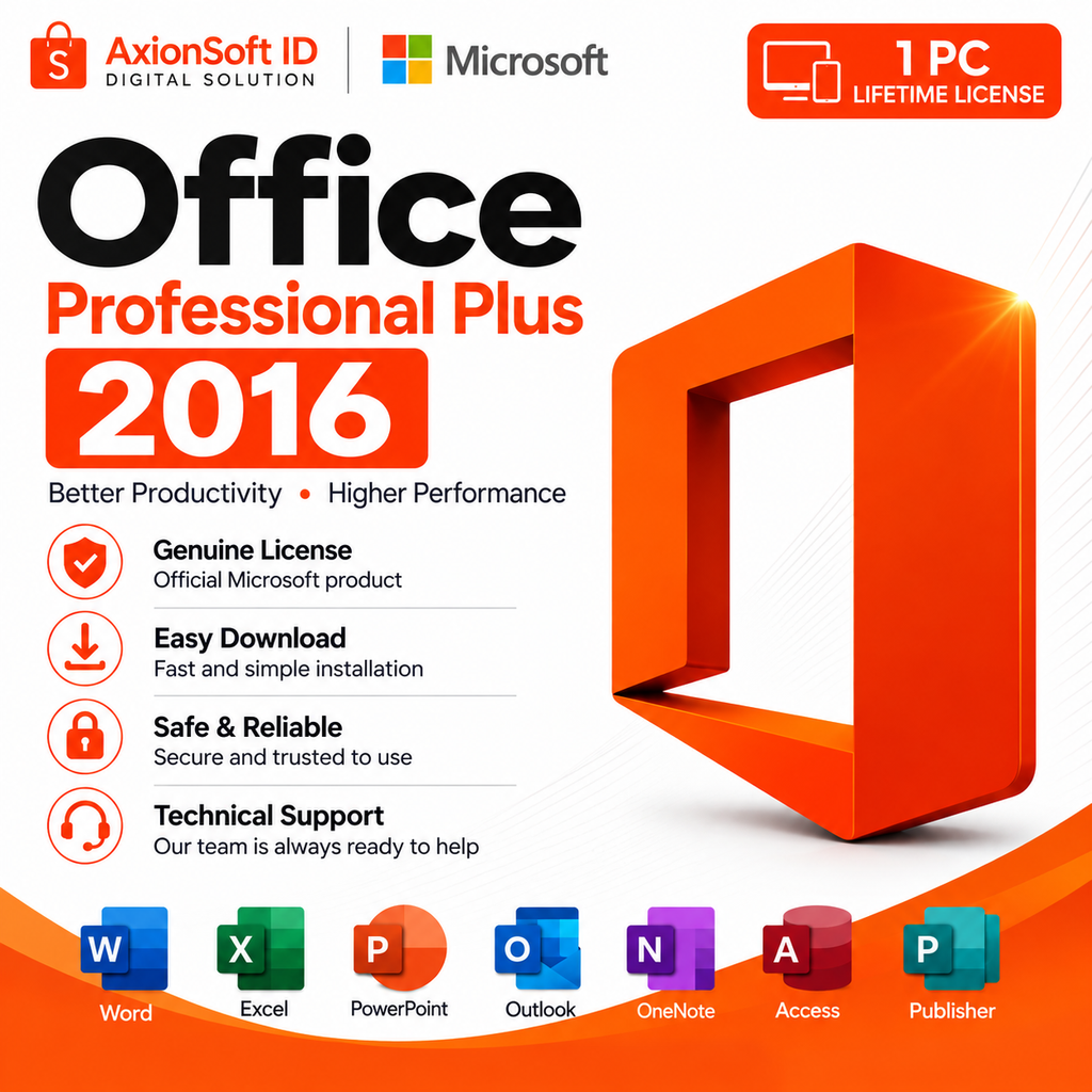 Office 2016 Pro Plus Permanen Windows 7/10/11 32/64 Bit VB Macro